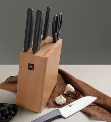 Набор ножей xiaomi huo hou fire kitchen steel knife set с подставкой 6 предметов обзор